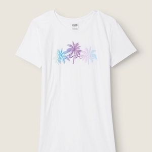 NIB VS PINK TEE SHIRT WITH SPARKLING COLORFUL WRITING
